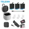 TELESIN 3 แพ็คแบตเตอรี่ + 3 ช่องชาร์จ TF Card Reader กล่องเก็บของกระเป๋าเป้สะพายหลังคลิปฝาปิดเลนส์สำหรับ Gopro Hero 8 7 6 5 สีดำ