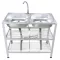 2 -hole sink sink, 3 layers, 2 -story dish, 49x82x80 cm with faucets, model 553