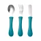 BEABA ช้อนส้อมมีดสแตนเลส Stainless steel training cutlery Knife / Fork / Spoon - BLUE