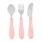 BEABA ช้อนส้อมมีดแสตนเลส Stainless steel training cutlery Knife / Fork / Spoon - LIHGT PINK