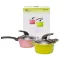 2 ceramic coated pots, Ceramic Cooking Pot - Pink / Green